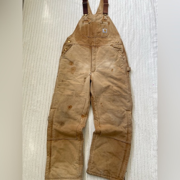 Carharrt R03 Brown Insulated Duck Canvas Work Bib Overalls | 38x30 - Picture 2 of 9